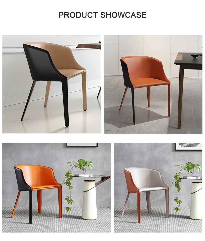 Modern Cafe Restaurant Furniture Saddle Leather Metal Hotel Reception Chair