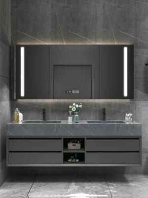 The Hotel Modern Light Luxury Multi-Mirror Ceramic Above Counter Basin Rock Board Countertop Bathroom Cabinet