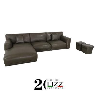 Modern Nordic Style Living Room Furniture Leisure Italian Leather Corner Sofa