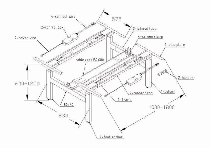 OEM Four Legs Face to Face Electric Smart Height Adjustable Standing Computer Desk