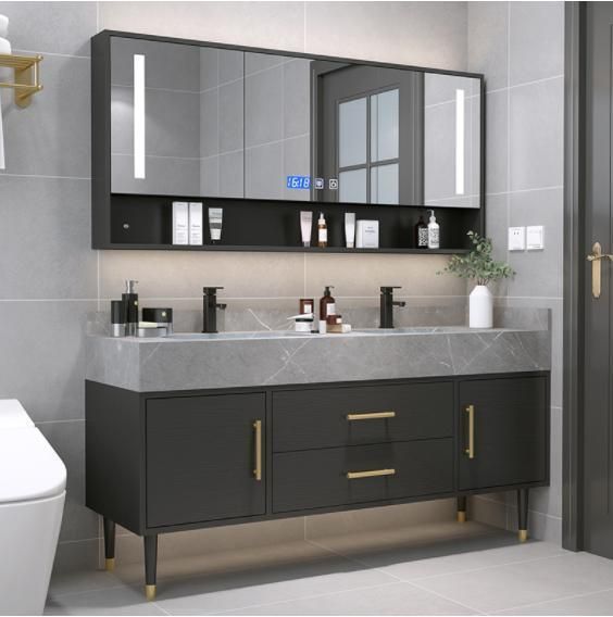 Rock Plate One-Body Basin Bathroom Cabinet Combination Modern Simple Toilet Wash Table Wash Basin Basin Cabinet Combination