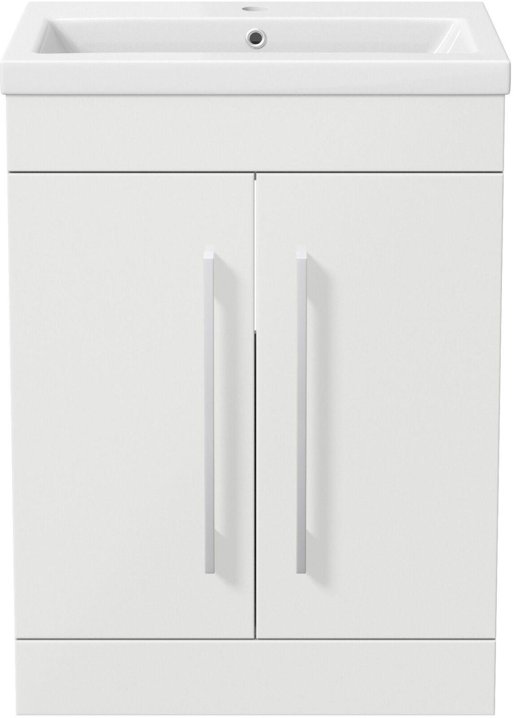 Bathroom 600mm Vanity Unit Only Modern Storage Cabinet Furniture Gloss White