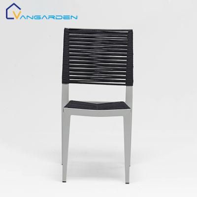 Black and White Aluminum Modern Outdoor Stacking Bistro Chair Patio Metal Furniture