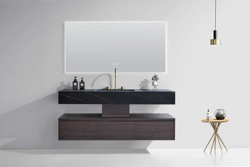 2022 New Marble Top Melamine Bathroom Vanity with LED Mirror Cabinet