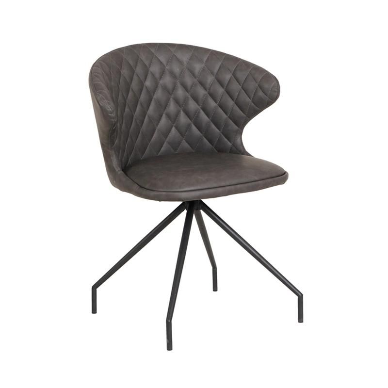 Diamond Pattern Back Black Legs PU Leather Dinner Dining Chair