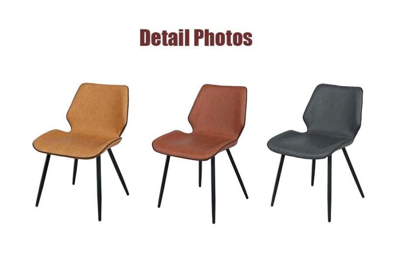 Nordic Style Home Restaurant Furniture PU Leather Colored Dining Chair for Cafe Bar