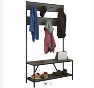 Living Room Modern Metal Frame Cloth Shoe Coat Rack Hall Tree Rack Furniture