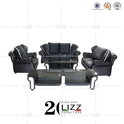 Modern European Style Chesterfield Home/Living Room Furniture Set Real Leather Sectional Sofa