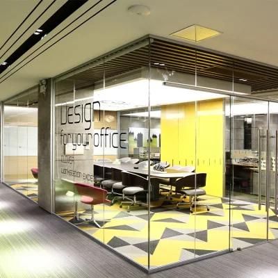 Modern Glass Partition HK55s 12mm Glass Aluminium Office Glass Partition