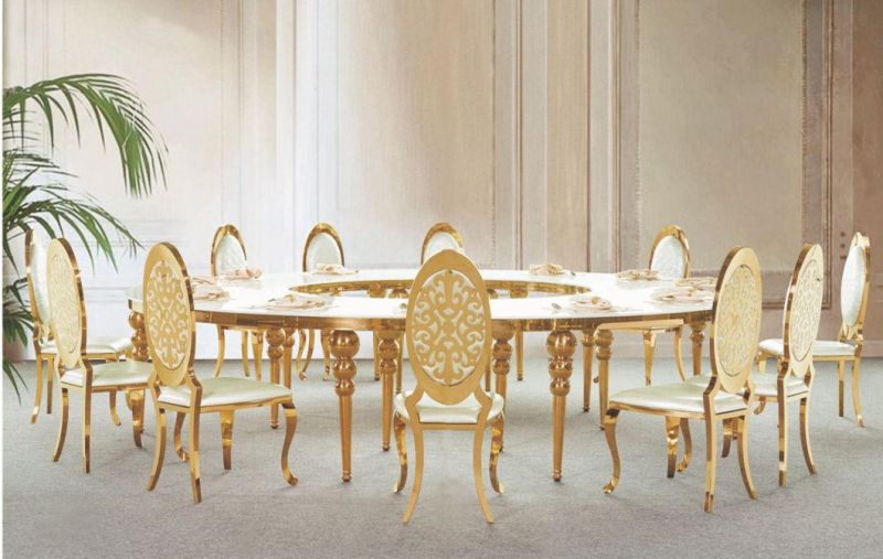 Modern Restaurant Furniture Hotel Hall Living Room Stainless Steel Dining Wedding Chair and Table for Banquet Party Chiavari Event Party