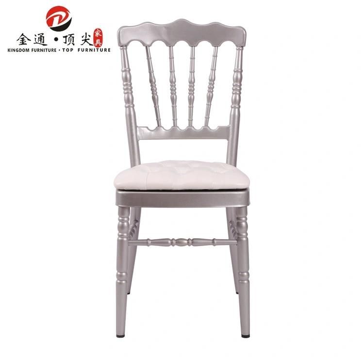 White Cushion Silver Painting Metal Bulk White China Wholesale Chair Chiavari Weddings with Cushion