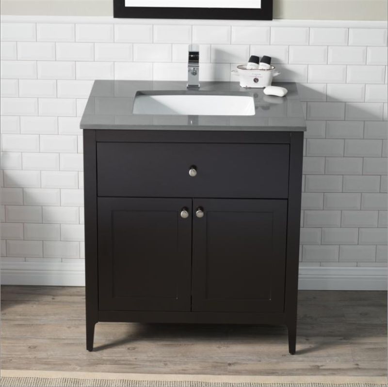 Solid Wood Bathroom Cabinet with Ceramics Countertop Modern