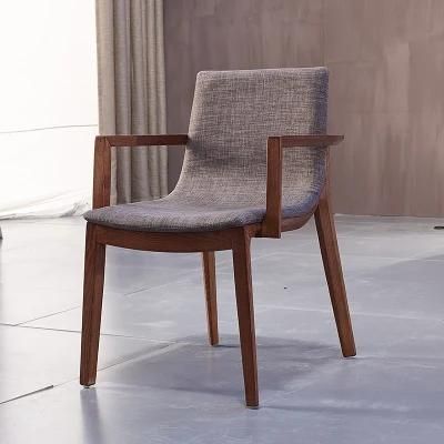 Nordic Armchair Solid Wood Dining Chair with Armrest