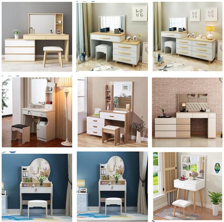 Modern Style Wooden Home Hotel Bedroom Furniture Set Study Desk Dressing Table Dresser with Chair