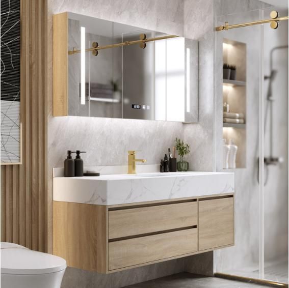 Rock Plate Double Basin Bathroom Cabinet Combination Modern Simple Wash Table Bathroom Set Toilet Hand Wash Basin Mirror Cabinet