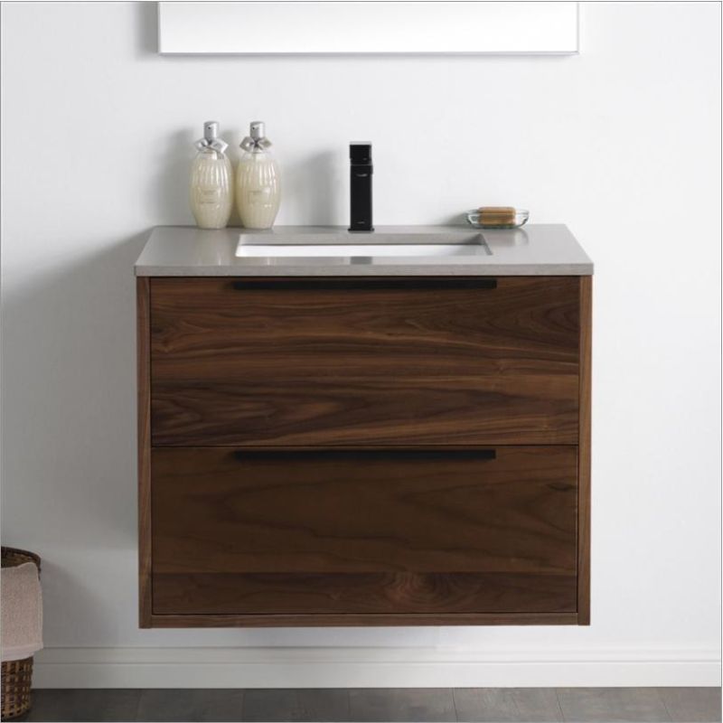 Solid Wood Bathroom Vanity with Ceramics Countertop Modern