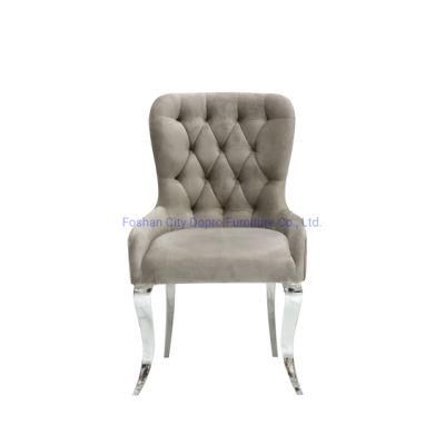 Modern Design Dining Chair Silver Stainless Steel Leg