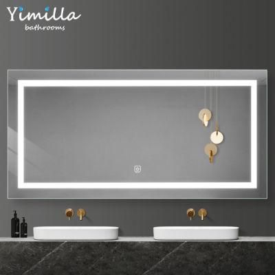 Foshan Smart Make up LED Light Mirror Modern Wall Large Bathroom Mirror