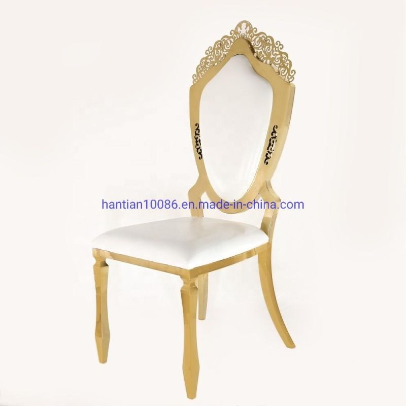 Yellow Gold Imperial Crown Queen King Infinity Royal Wedding Event Dining Chairs