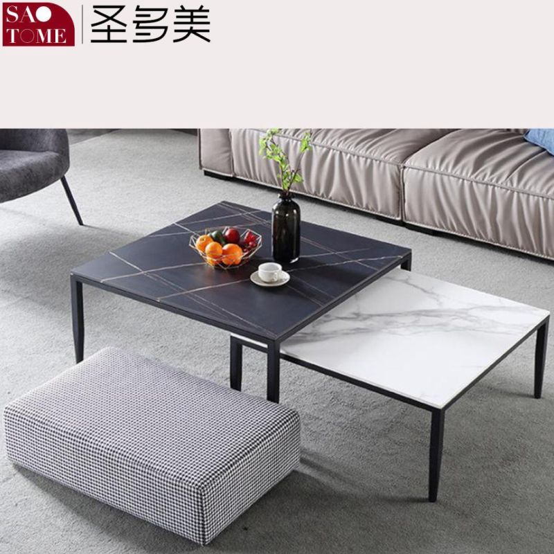 Modern Simple Luxury Living Room Furniture Stainless Steel Frame Slate Coffee Table