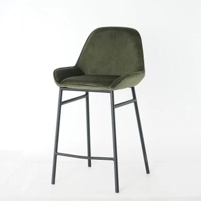 Popular Bar Stool with High Legs Velvet Fabric Bar Stool