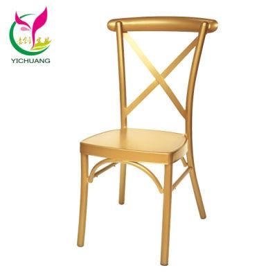 Yc-A68-08 Rental Event Stackable Gold Metal Cross Back Chair for Sale