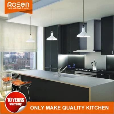 Design of Black Small Modern Wrap PVC Kitchen Cabinets Furniture