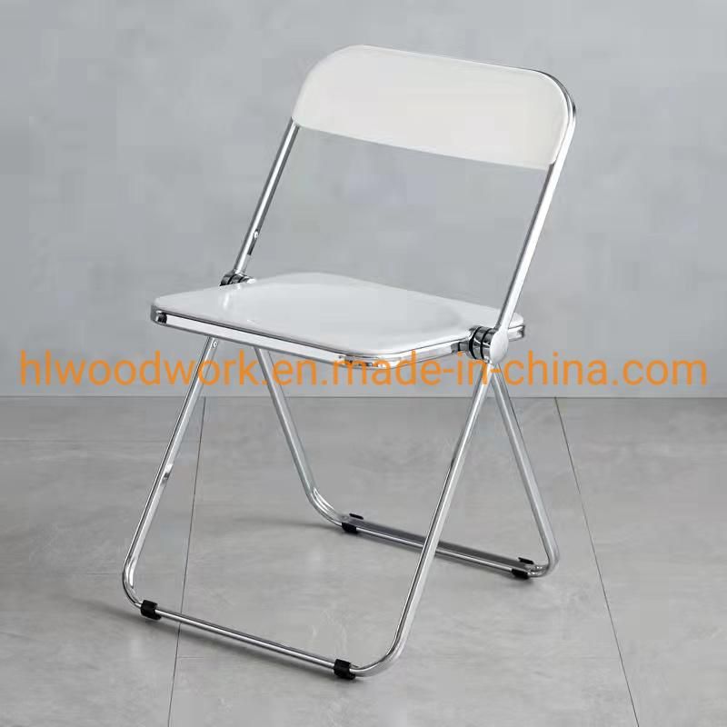 Modern Transparent White Folding Chair PC Plastic Study Chair Chrome Frame Office Bar Dining Leisure Banquet Wedding Meeting Chair Plastic Dining Chair