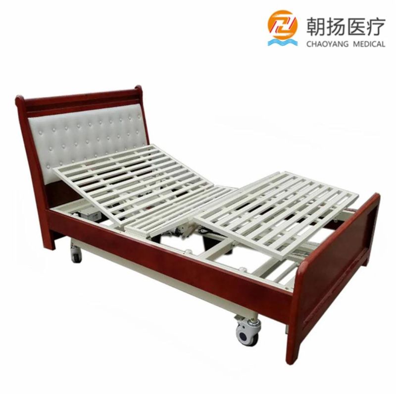 Three Function Adjustable Wooden Modern Mobile Nursing Hospital Bed Elderly Electric Home Care Bed