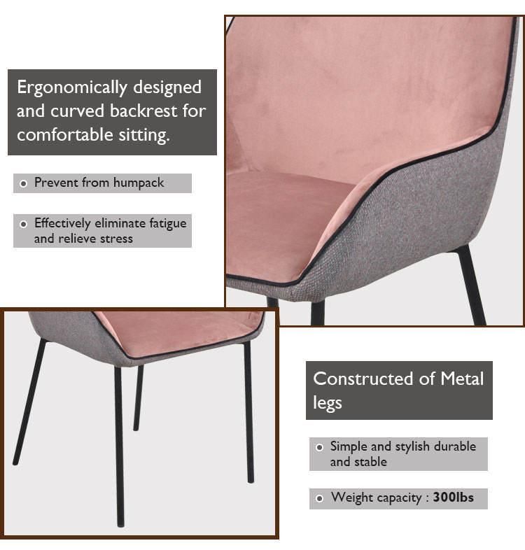 Cheap Restaurant Furniture Modern High Back Velvet Fabric Beige Dining Chair with Gold Legs