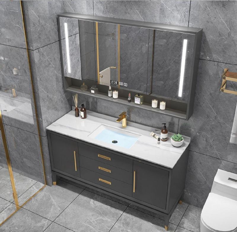 Hangzhou Factory Customization Modern Design Bathroom Vanity with LED Mirror