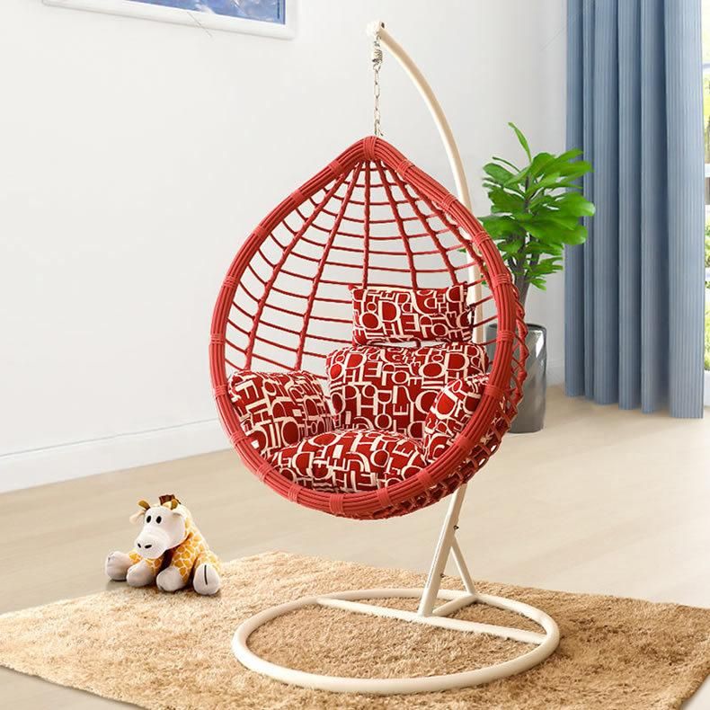 Patio Rattan Hanging Chair Pear Shape Leisure Chair with Cushion