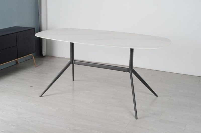 Dining Room Modern Minimalist Slate Oval Family Dining Table