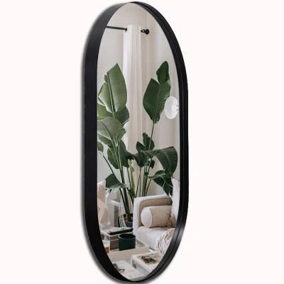 Modern Black Runway Metal Framed Bathroom Vanity Tall Wall Mirror