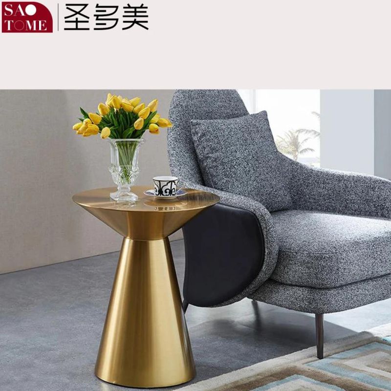 Modern Natural Marble Pillar Stainless Steel Countertop Small Side Table Coffee Table