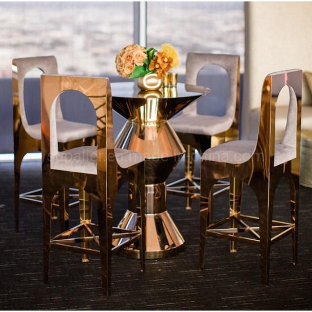 Stainless Steel Gold Frame High Table for Outdoor Bar Furniture