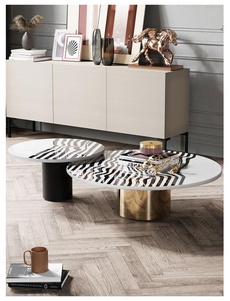 Home Apartment Furniture Stainless Steel Marble Tea Table