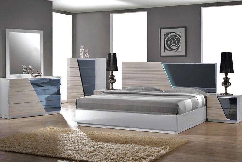 Nova Light Luxury Modern Home Hotel Bedroom Furniture Mirrored Wooden Bedroom Set