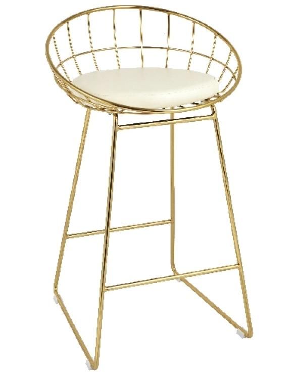 Factory New Design Wire High Counter Bar Chair Stool with Cushion