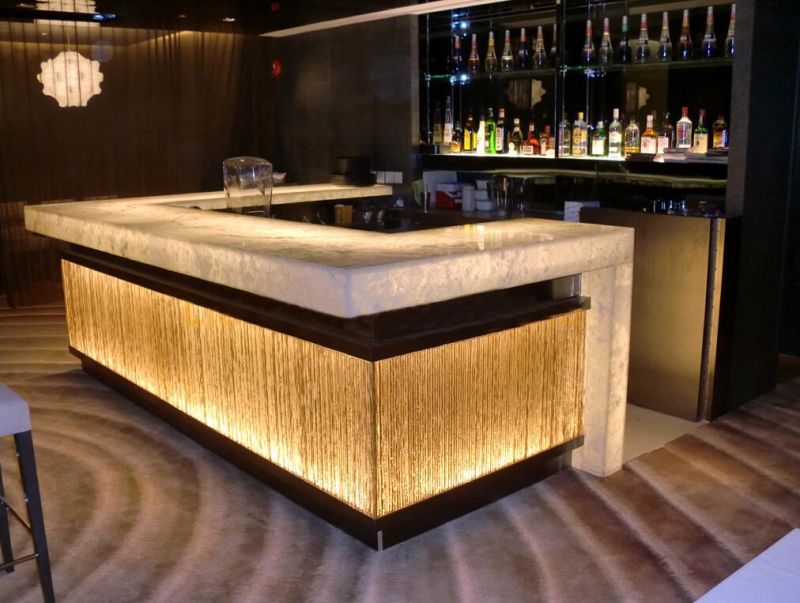 Luxurious LED Backlight Solid Surface Bar Counter for Restaurant, Hotel, Bar Club