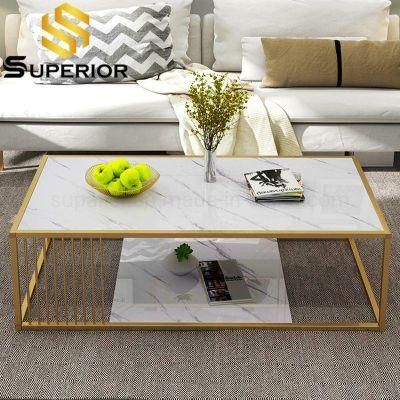 Living Room Modern Metal Frame Multilevel Coffee Table