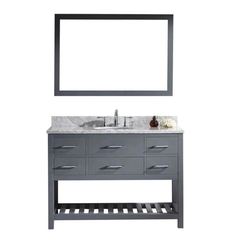 Classic Grey American Oak Wood Modern Single Sink Bathroom Cabinet