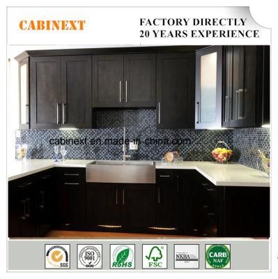 Frame Construction Modern Kitchen Cabinet Modular Solid Wood Espresso Shaker