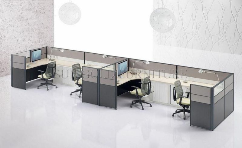 L Shape 2 Person Office Table, Office Desk with Cabinet, Office Work Table