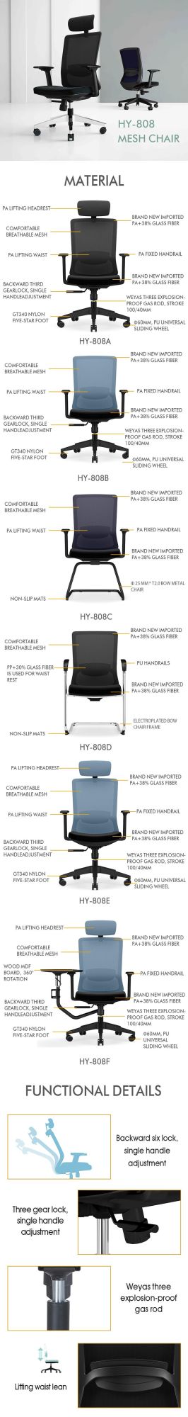 New Model Middle Back Mesh Office Chair with Headrest in China