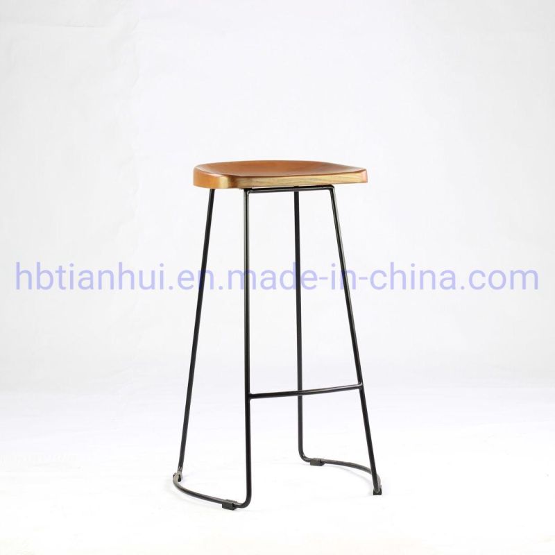 Modern Furniture Fashionable Wooden Seat Metal Frame Bar Stool Chairs for Restaurant Dining Chairs