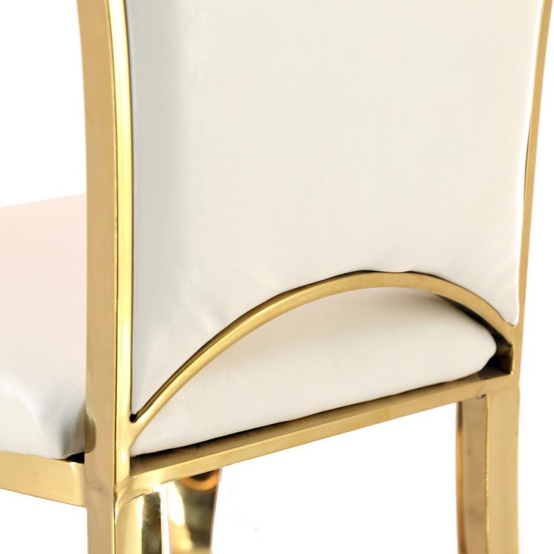 Cheap Home High Back Metal Gold Stainless Steel Frame White Wedding Dining Chair