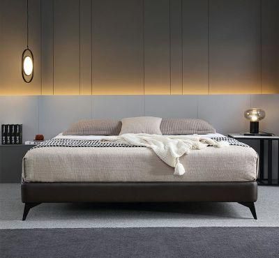 No Bedside Bed Nordic Modern Minimalist Small Apartment Master Bedroom 2 Meters Large Bed Without Back High Foot Bed