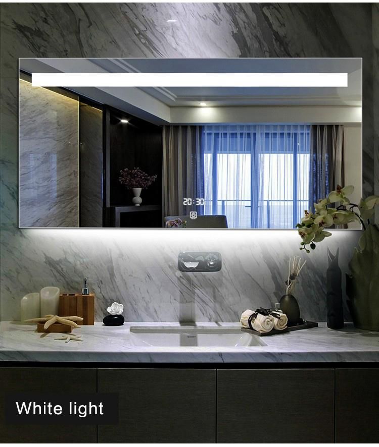 Frameless Rectangle LED Bathroom Wall Mirror with Defog