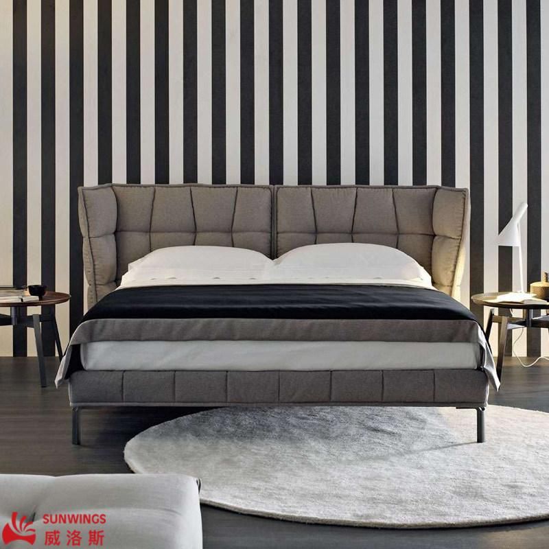 New Arrival Modern Soft Upholstered Fabric / PU King Size Bed Double Bed